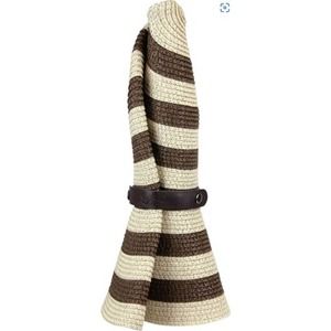 Brown Cream Stripe Foldable Packable Travel Sun Hat